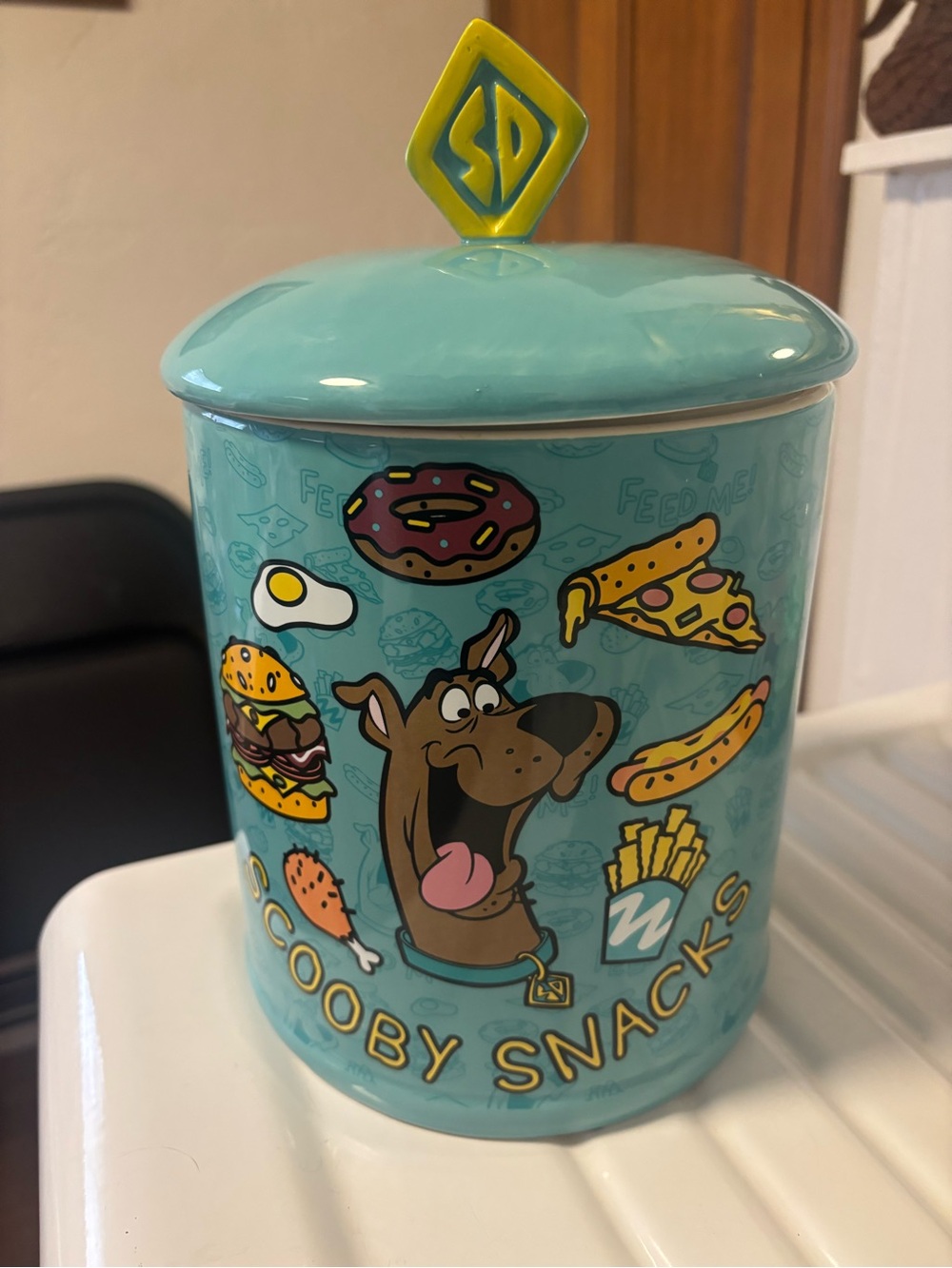 Scooby Snacks Ceramic Treat Jar - Teal Cartoon Design
